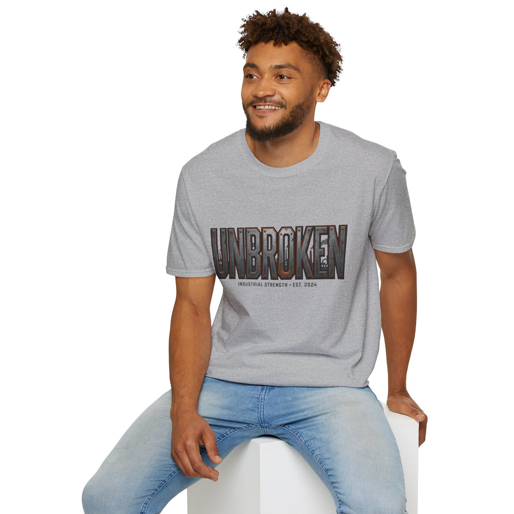 Unbroken Industrial Strength Graphic T‑Shirt — 'UNBROKEN' Bold Chest Design
