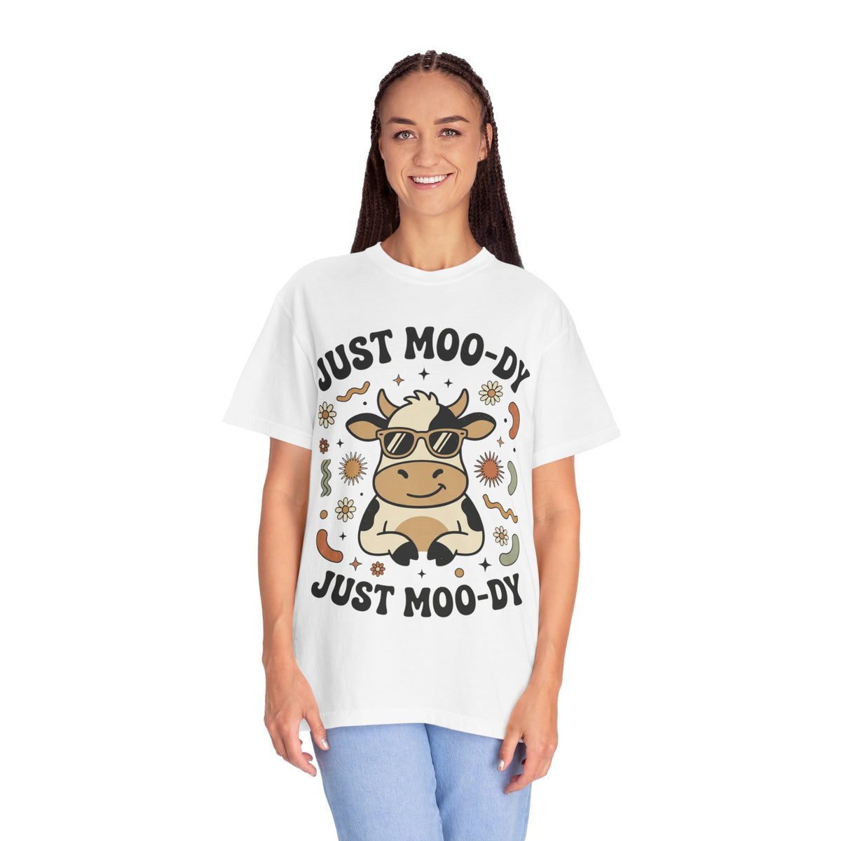 Just Moo-dy Cow T-Shirt — Cute Retro Cow Graphic Tee