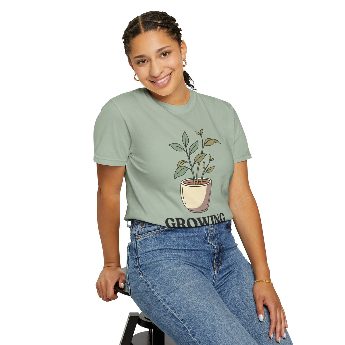 Growing Through It Plant Tee — Self Growth Graphic T-Shirt