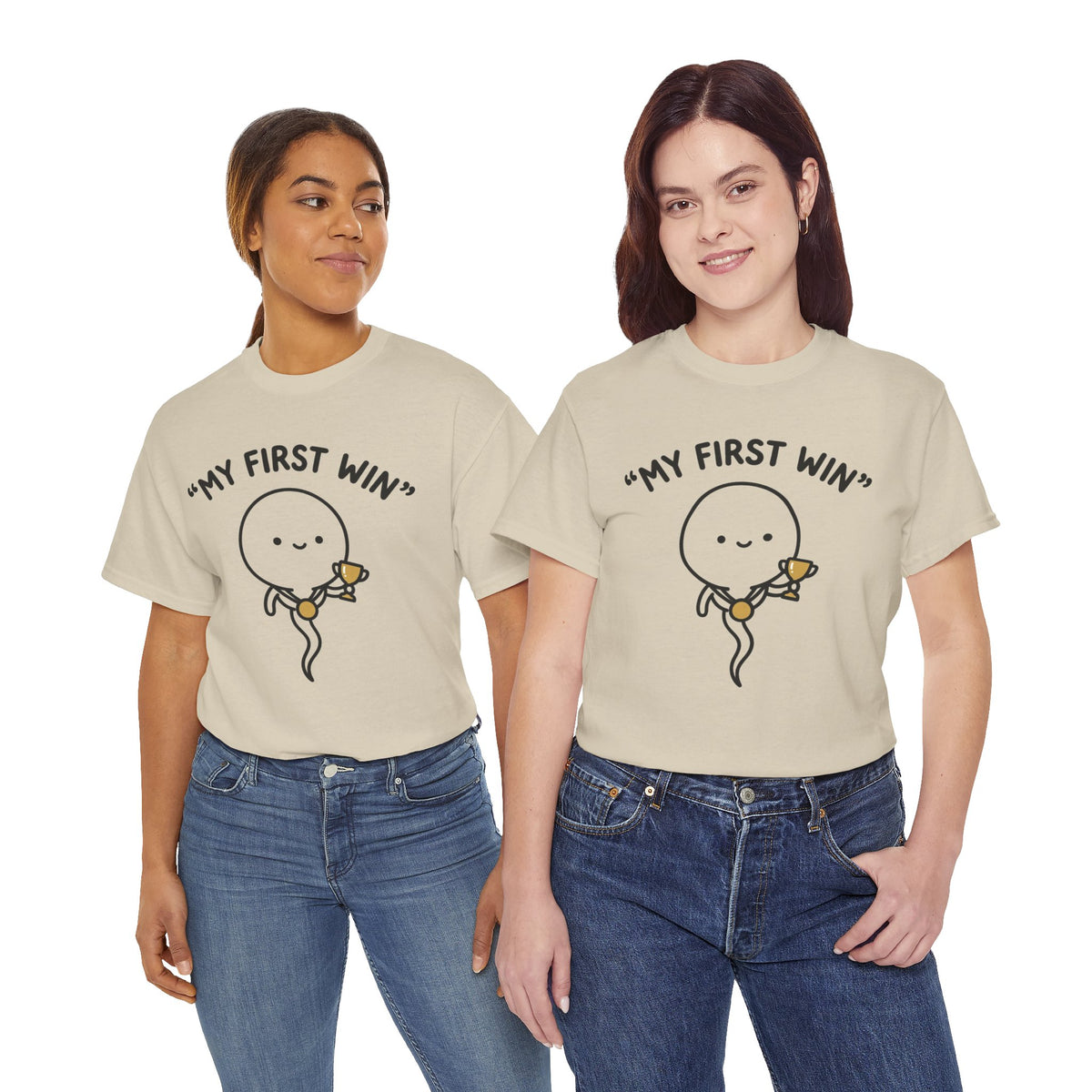 My First Win T-Shirt — Cute Sperm Trophy Graphic Tee