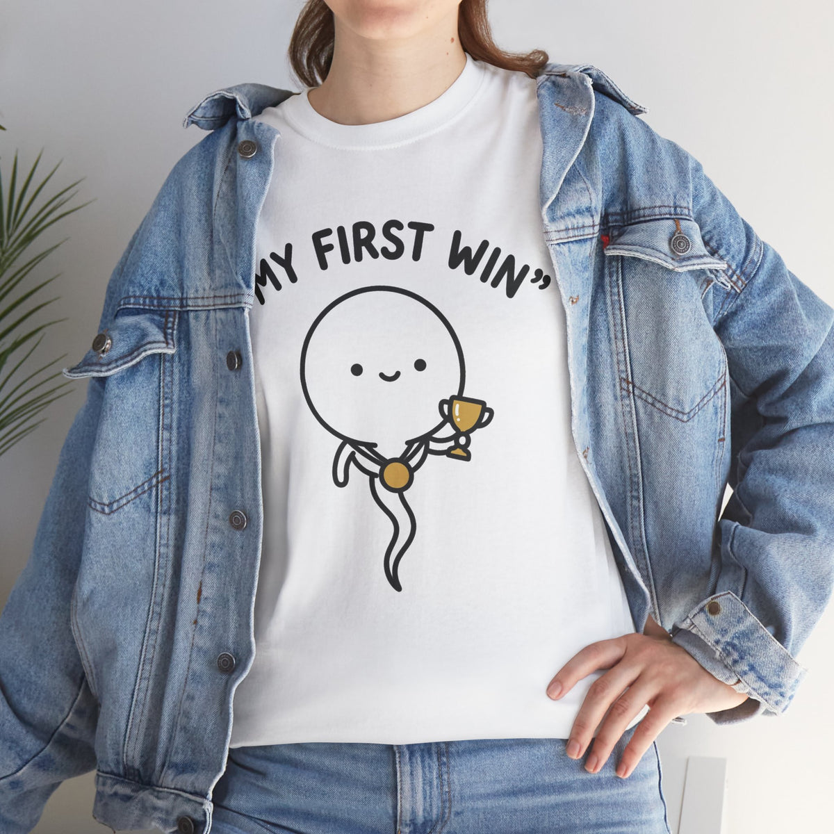 My First Win T-Shirt — Cute Sperm Trophy Graphic Tee