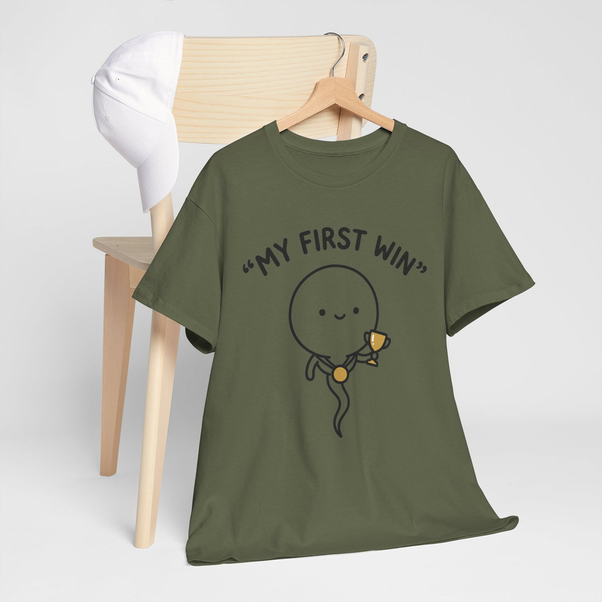 My First Win T-Shirt — Cute Sperm Trophy Graphic Tee