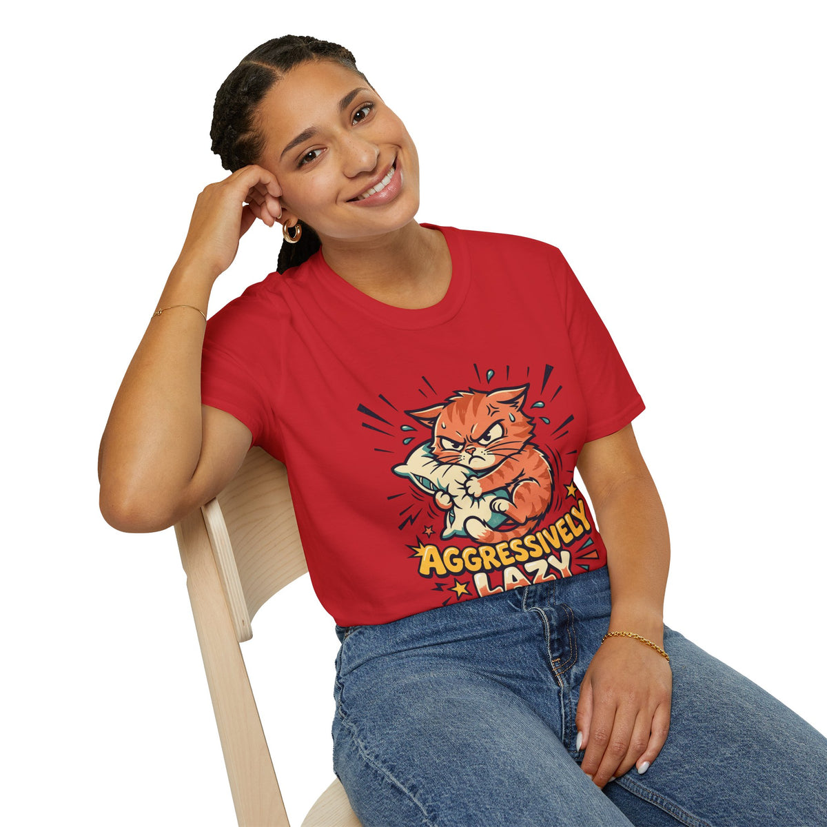 T-Shirt — Aggressively Lazy Cat Graphic Tee