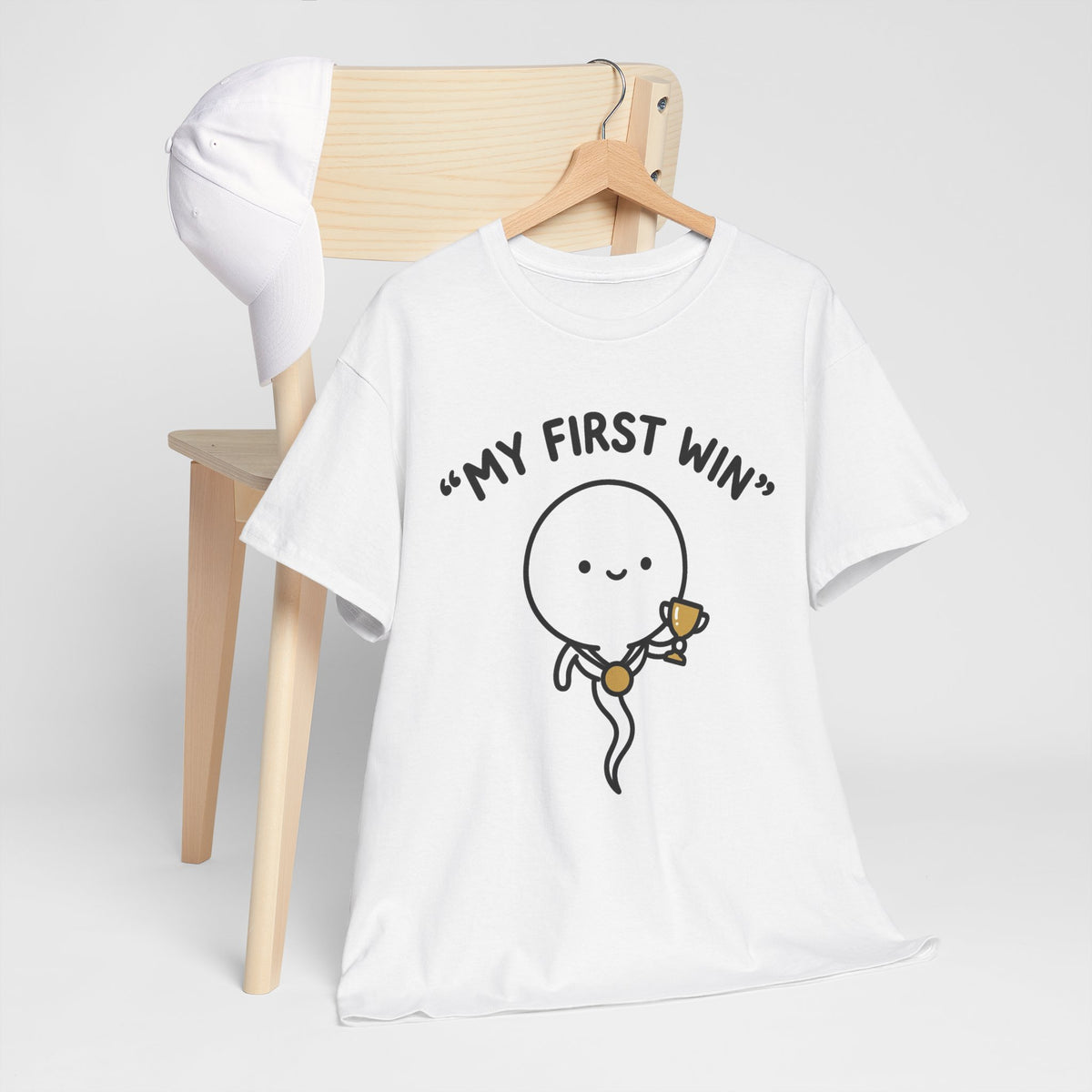 My First Win T-Shirt — Cute Sperm Trophy Graphic Tee