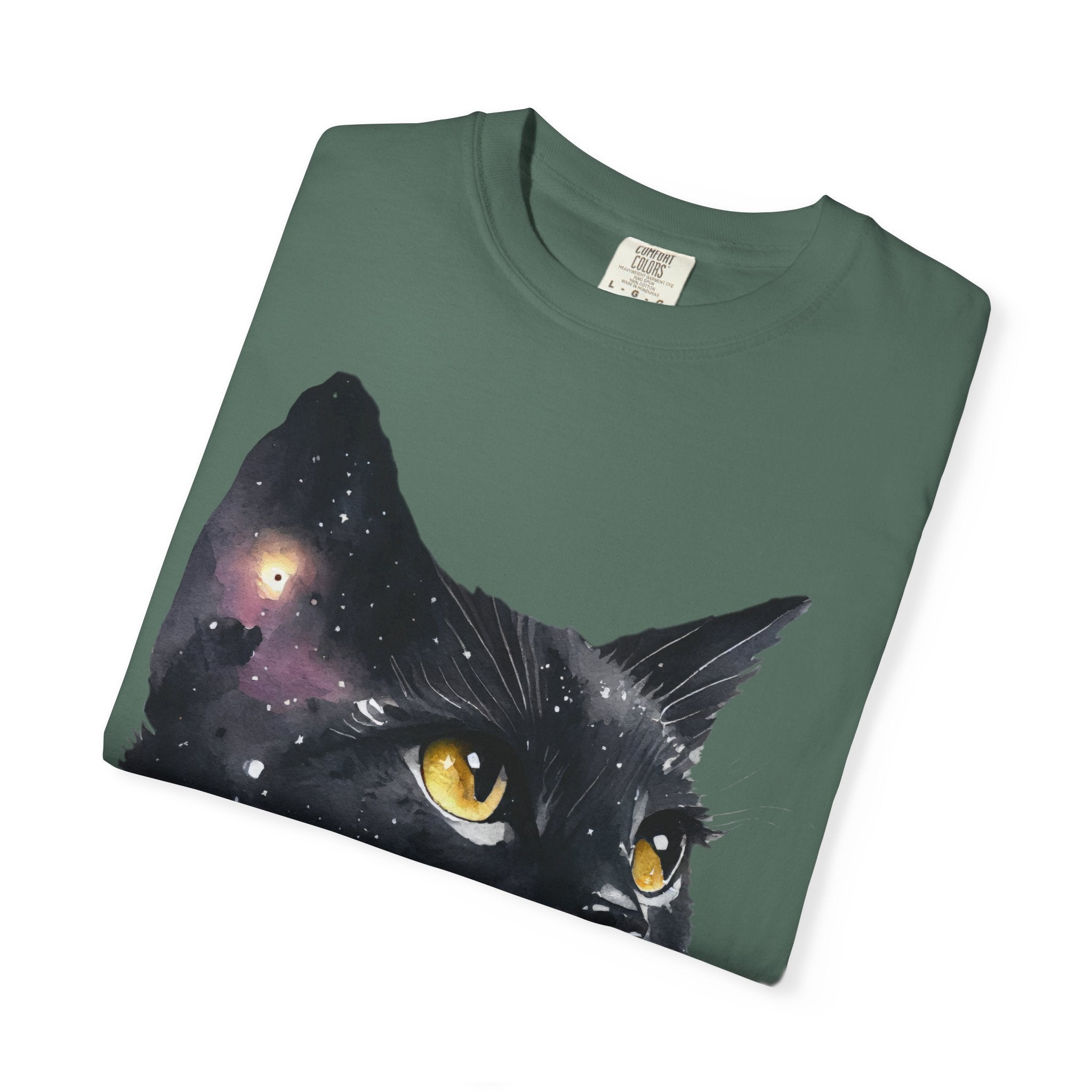 Galaxy Black Cat T-Shirt — Cosmic Cat Portrait Tee