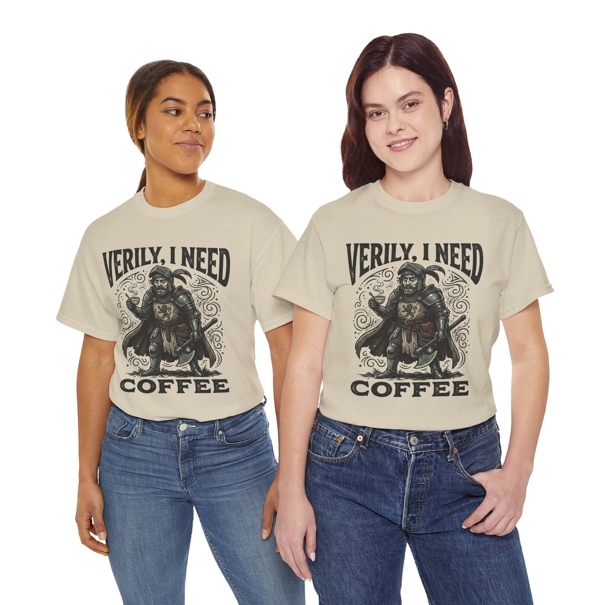 Coffee Viking T‑Shirt — “Verily, I Need Coffee” Medieval Warrior Tee