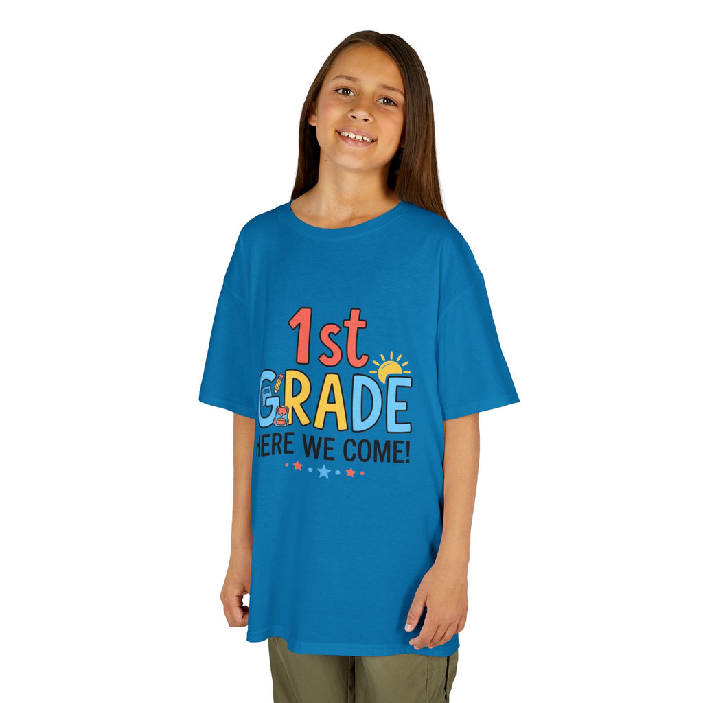 1st Grade Here We Come Kids T-Shirt — Back to School Shirt for Boys & Girls