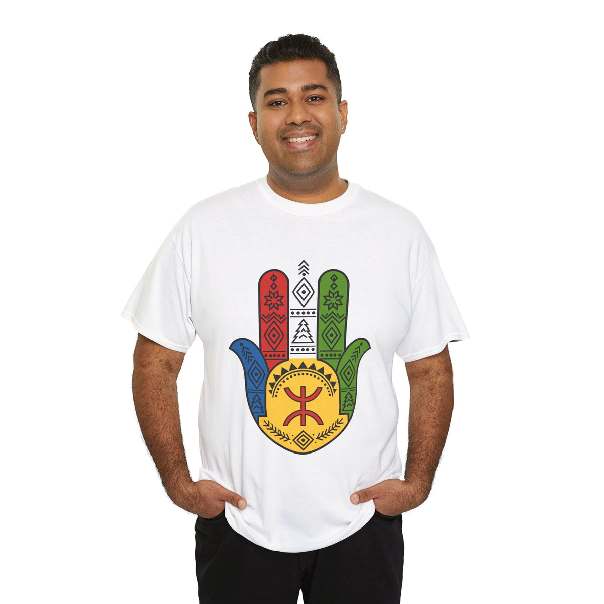 Hamsa Hand T-Shirt — Colorful Ethiopian Symbol Protection Tee