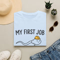 My First Job T-Shirt — Cute Sperm Cell Cartoon Construction Helmet Tee