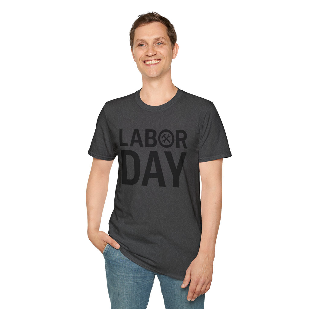 Labor Day Tools Graphic T-Shirt — Bold 'Labor Day' Text with Wrench & Hammer