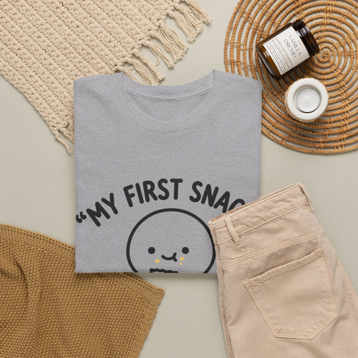 My First Snack Cute Sperm Graphic Tee — Funny Pregnancy Announcement Shirt