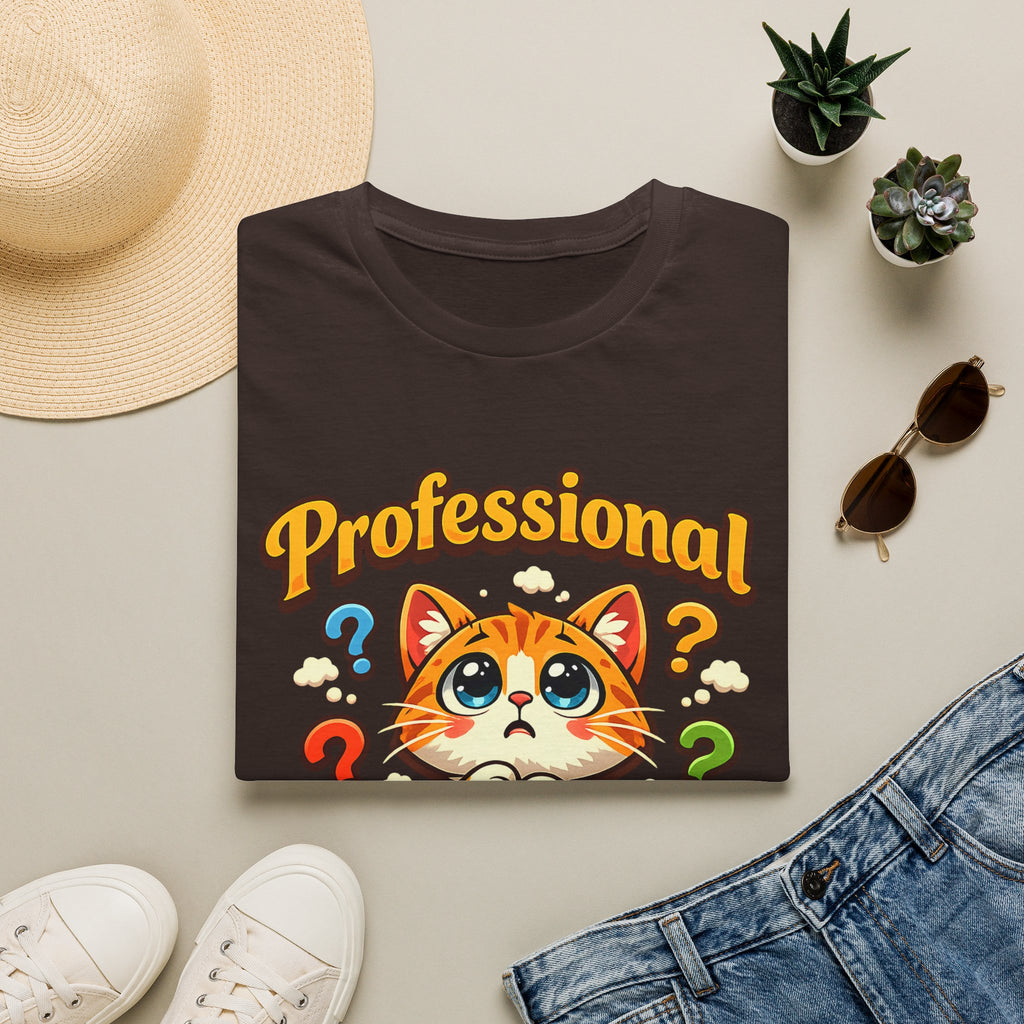 T-Shirt — "Professional Overthinker" Cute Cat Graphic