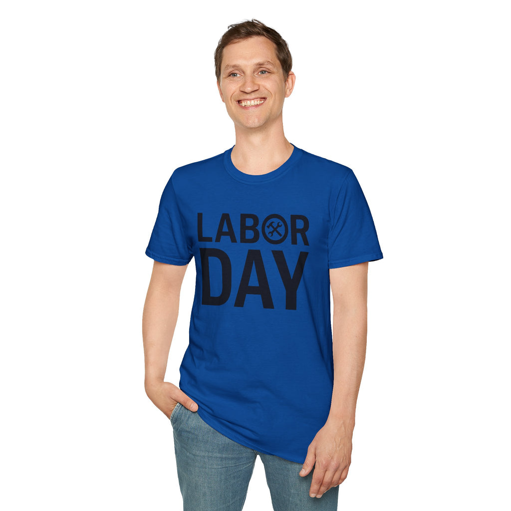 Labor Day Tools Graphic T-Shirt — Bold 'Labor Day' Text with Wrench & Hammer