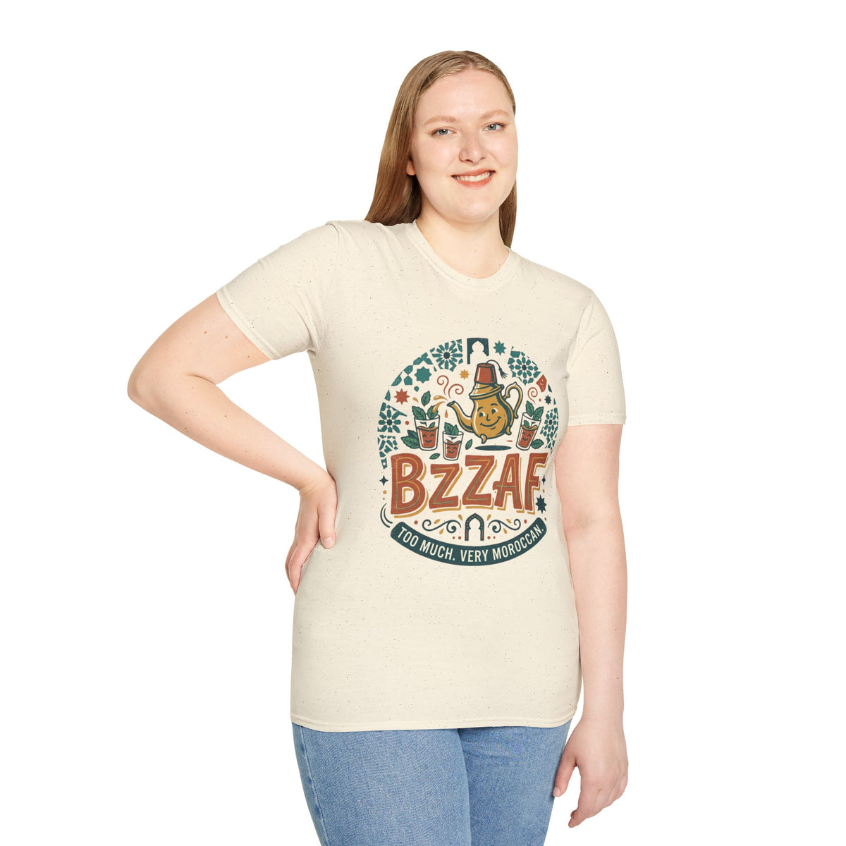 T-Shirt — Bzzaf Moroccan Tea Graphic Tee (funny ‘BZZAF’ design)