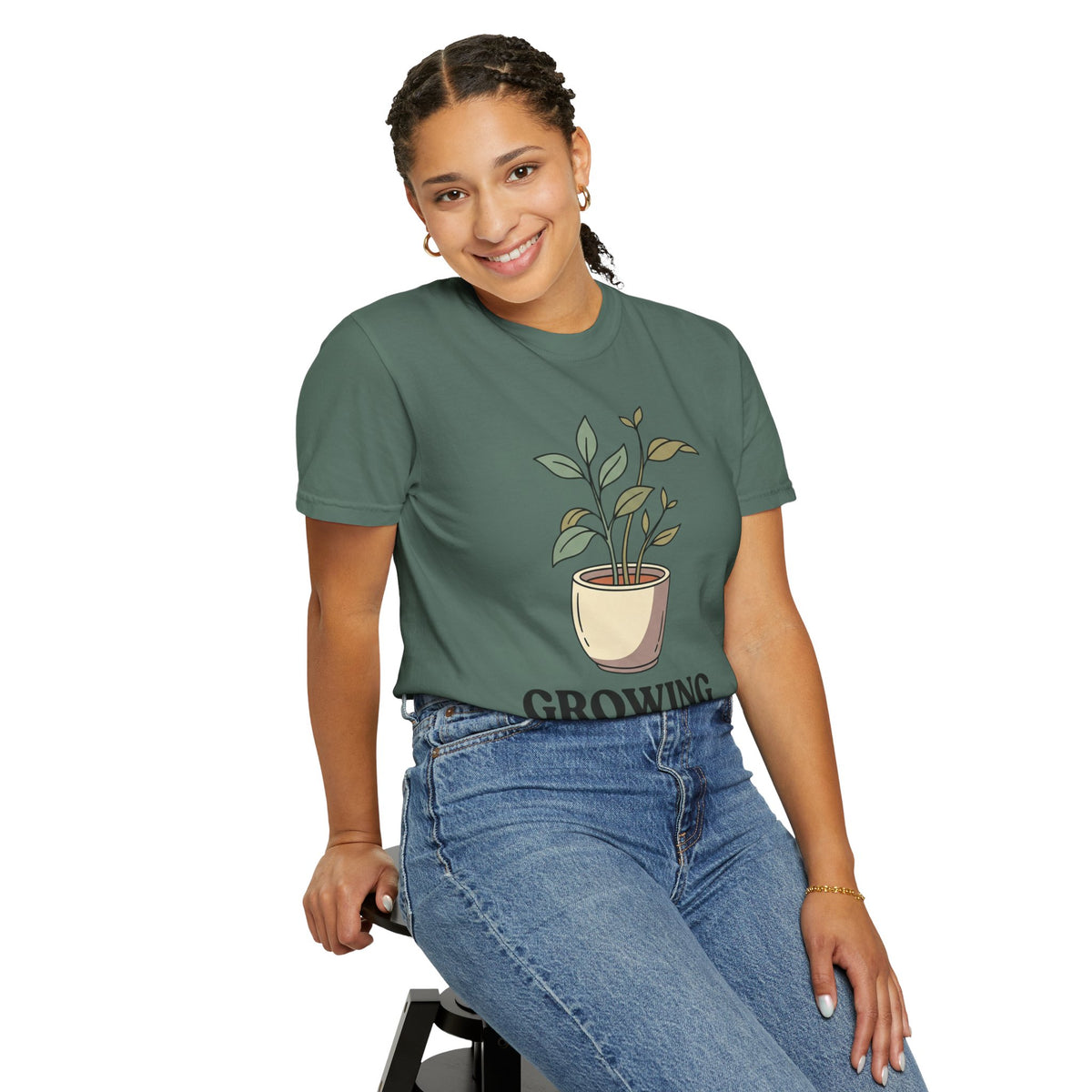 Growing Through It Plant Tee — Self Growth Graphic T-Shirt