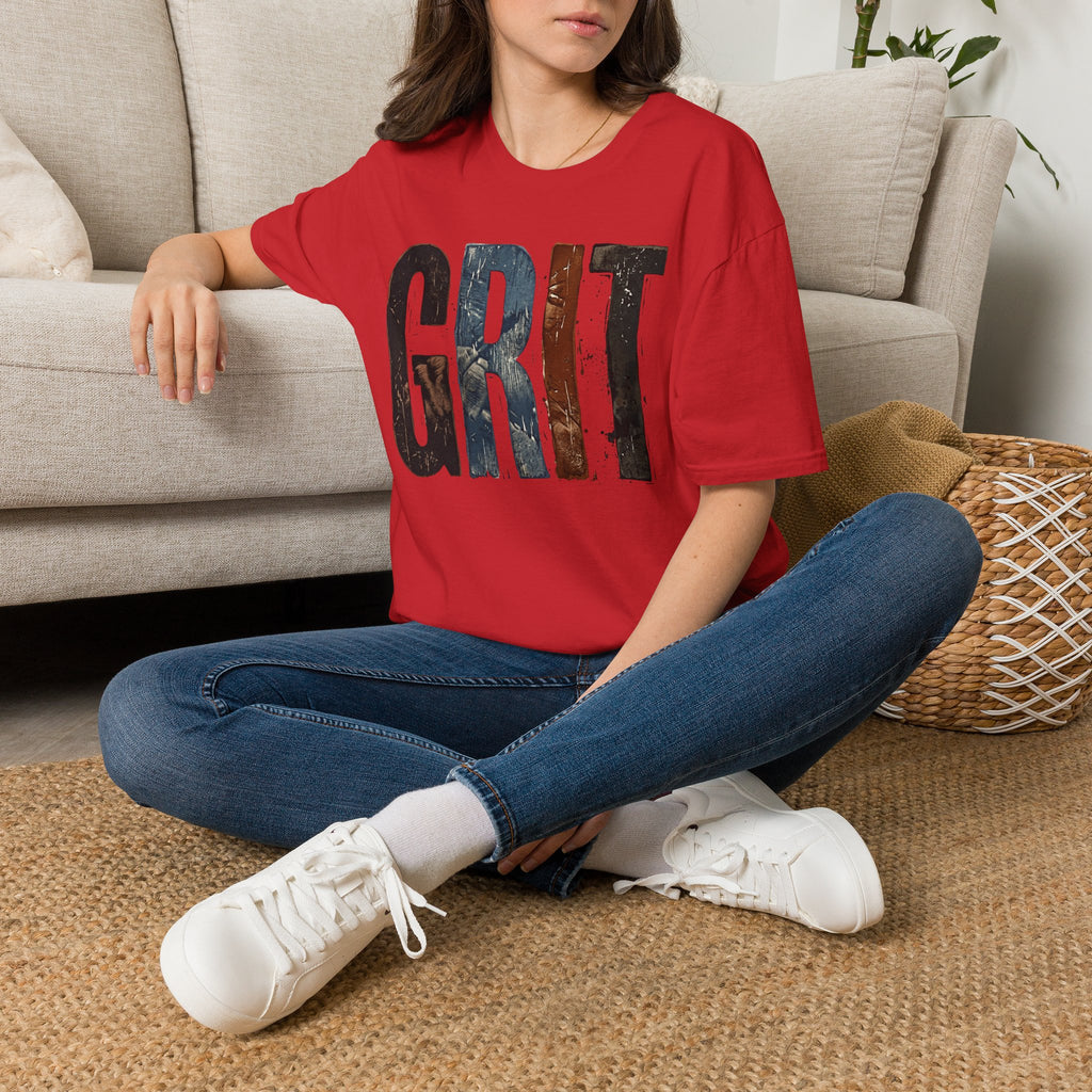 Grit Graphic T-Shirt — Rustic Patriotic Stripes Motivational Tee