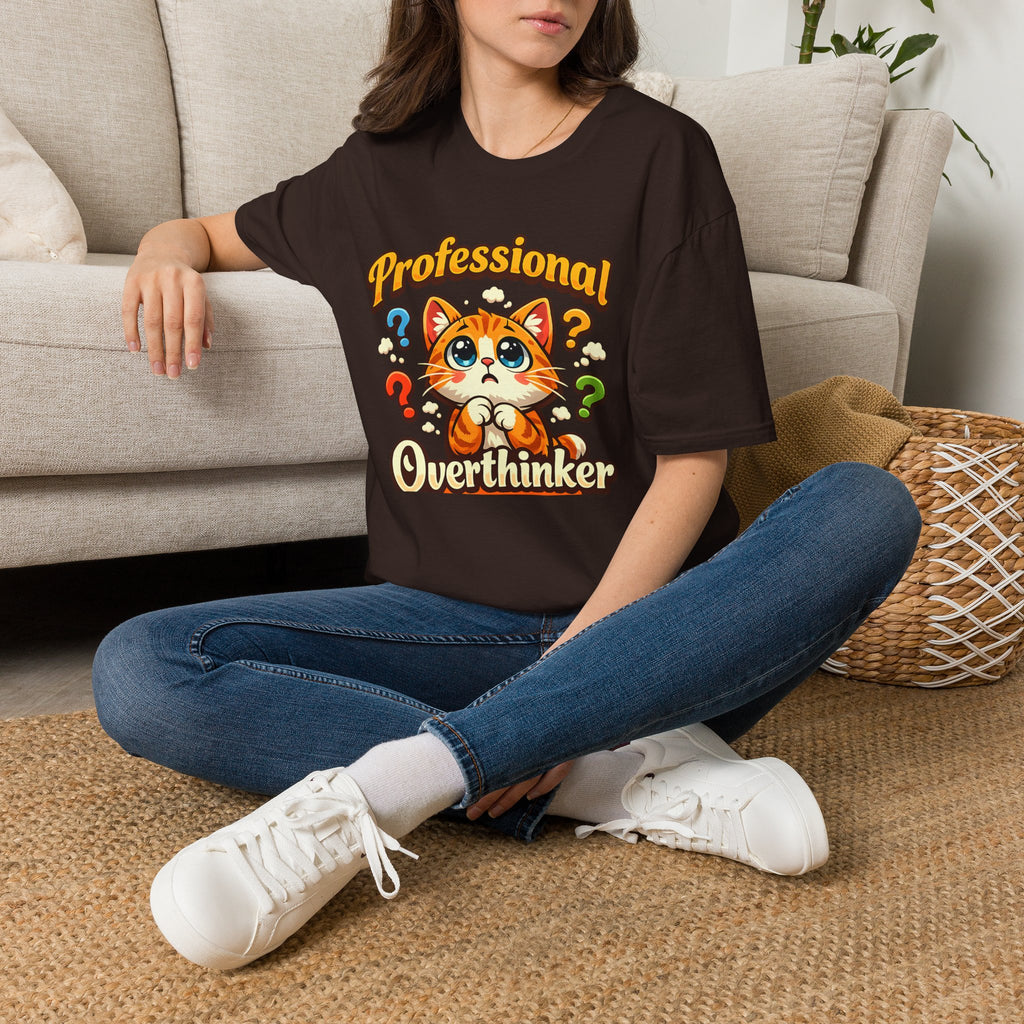 T-Shirt — "Professional Overthinker" Cute Cat Graphic