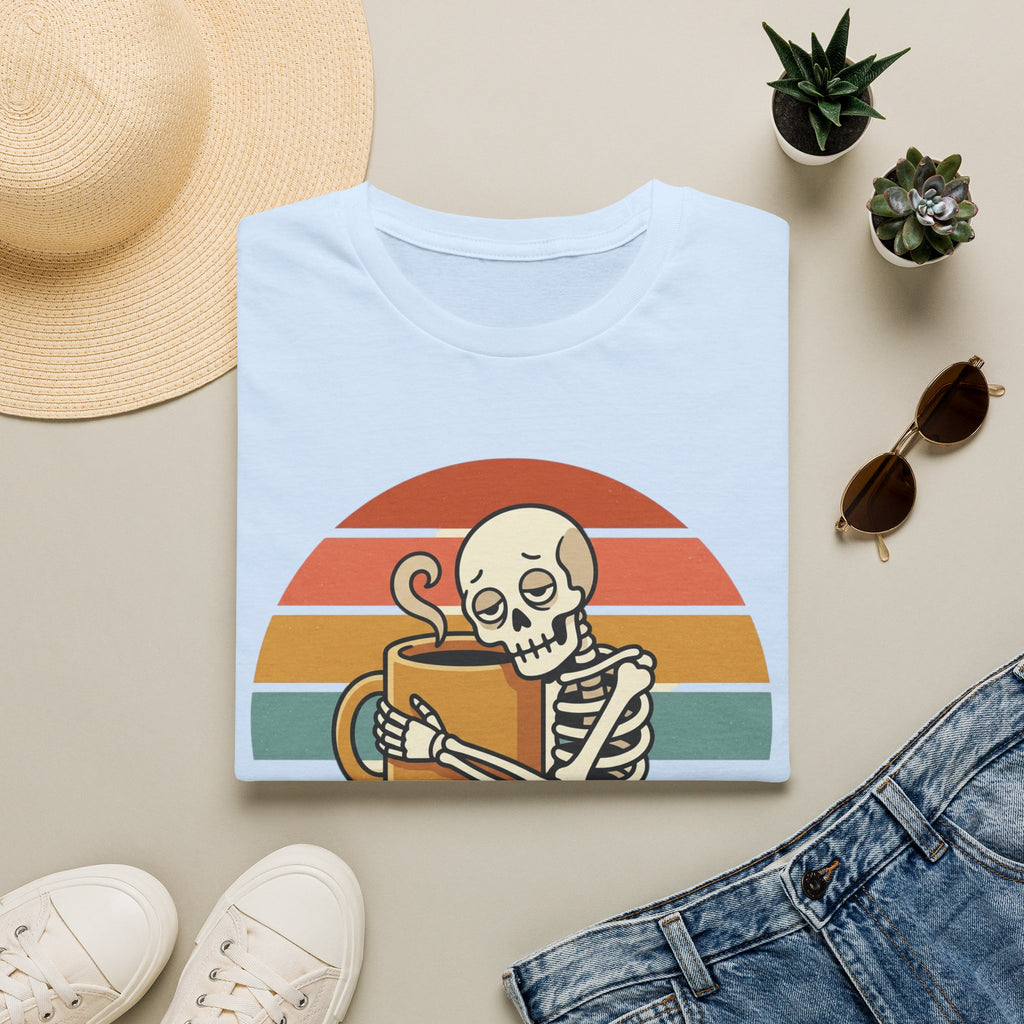 Running on Coffee and Bad Decisions T-Shirt — Retro Skeleton Coffee Tee