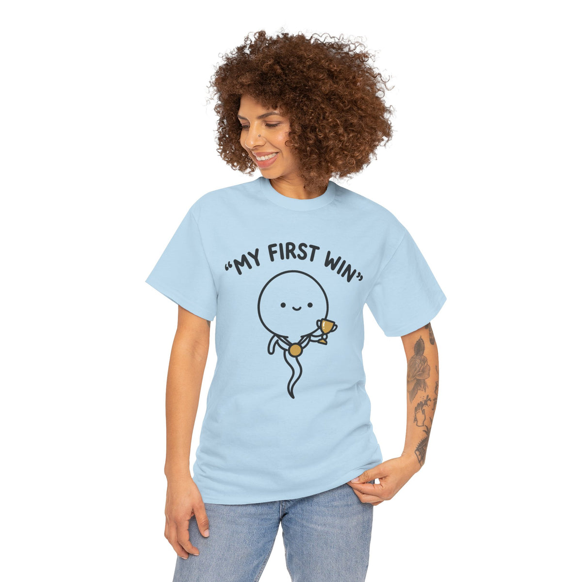 My First Win T-Shirt — Cute Sperm Trophy Graphic Tee