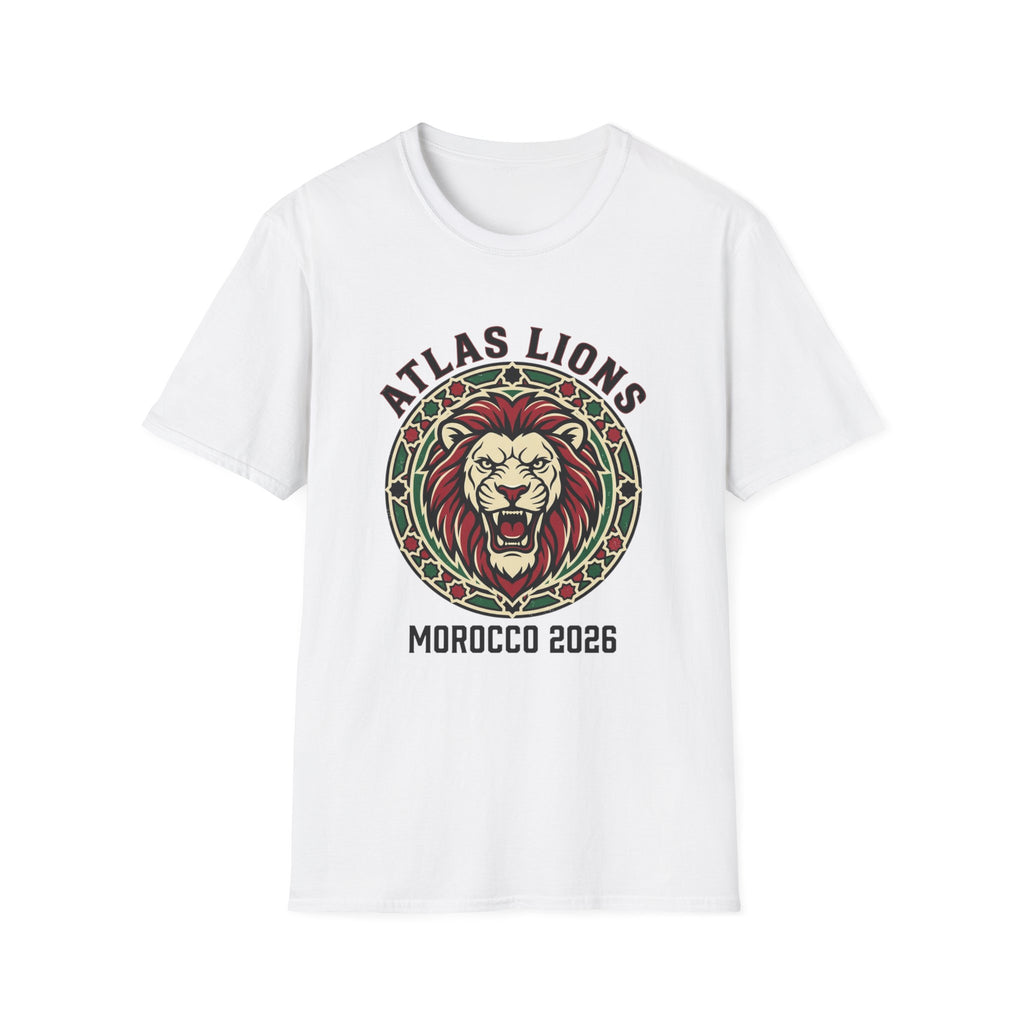 Atlas Lions Morocco 2026 T-Shirt — Lion Crest Soccer Fan Tee