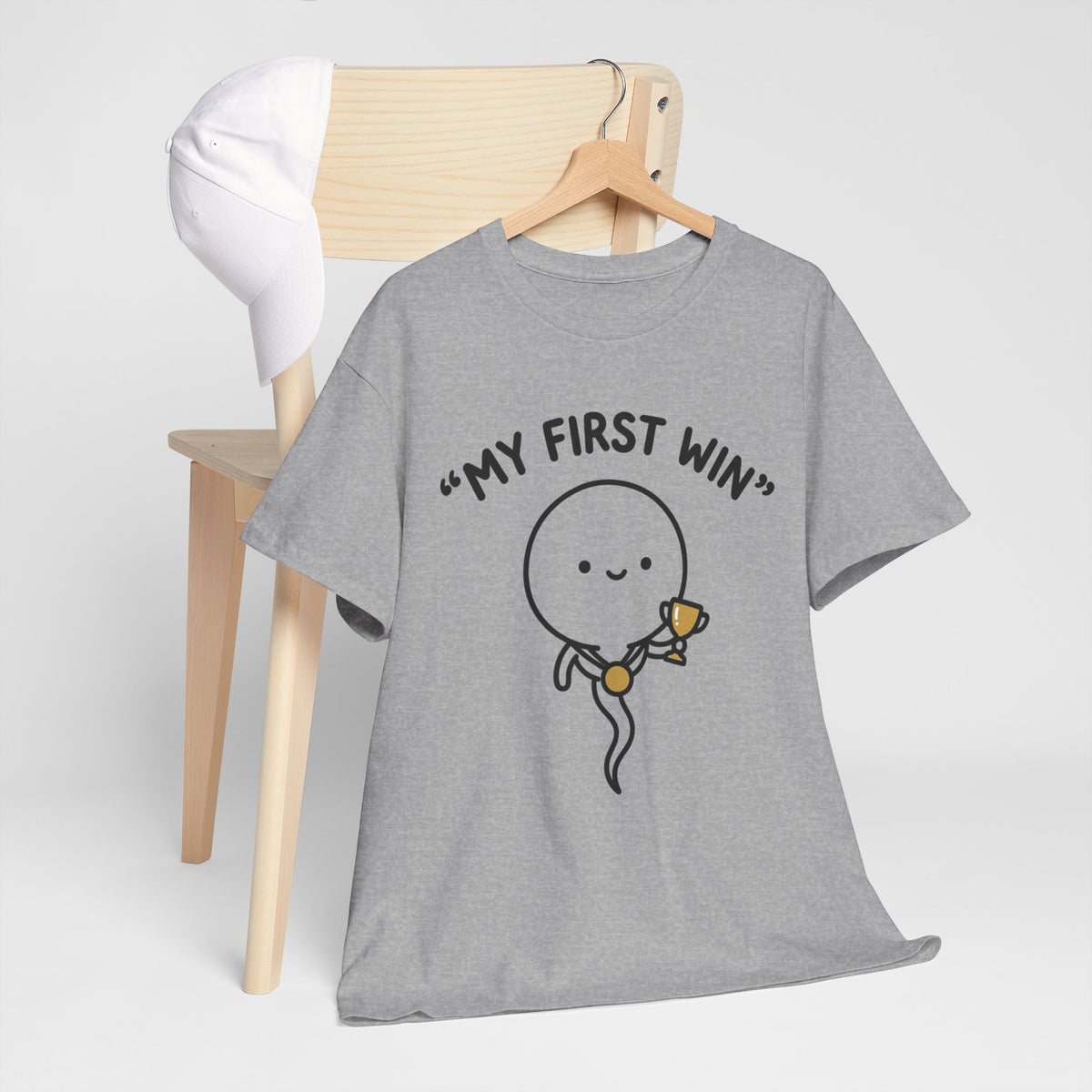 My First Win T-Shirt — Cute Sperm Trophy Graphic Tee