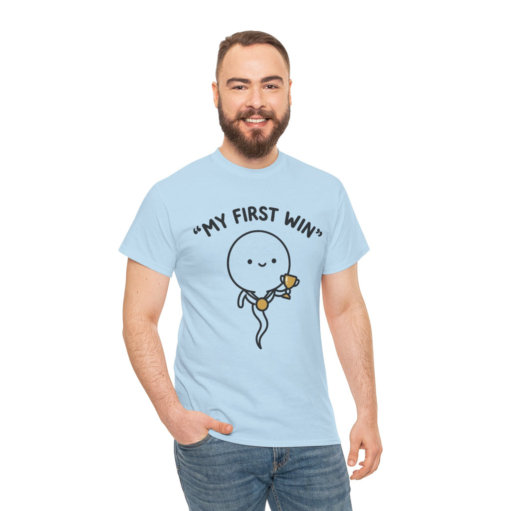 My First Win T-Shirt — Cute Sperm Trophy Graphic Tee