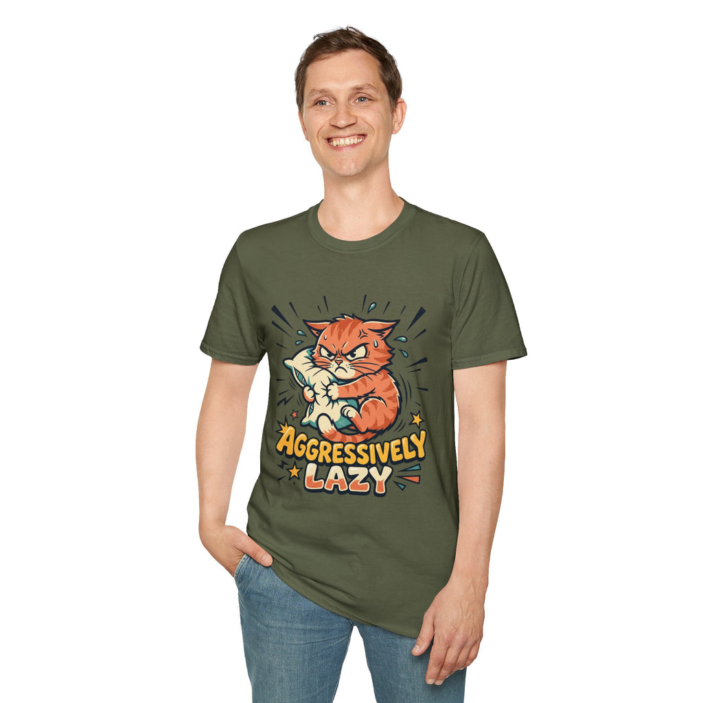 T-Shirt — Aggressively Lazy Cat Graphic Tee