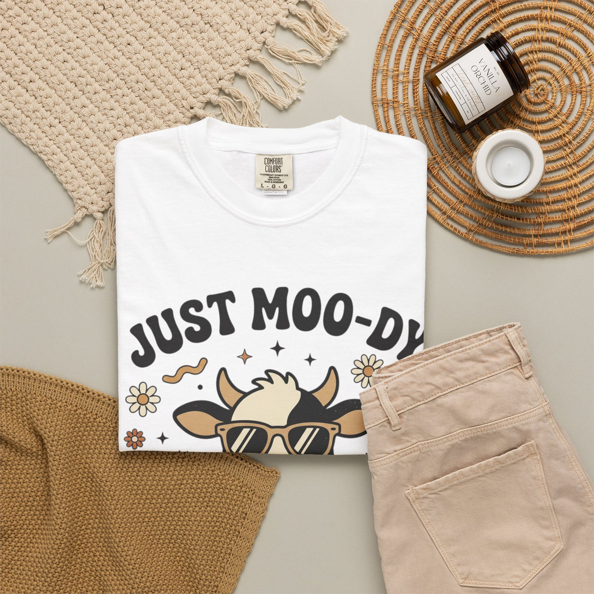 Just Moo-dy Cow T-Shirt — Cute Retro Cow Graphic Tee