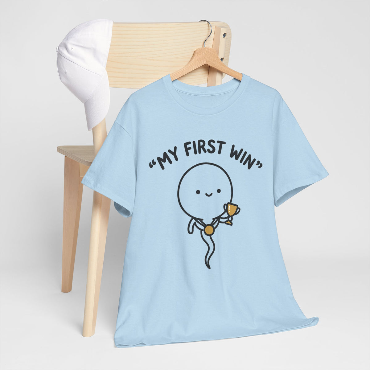 My First Win T-Shirt — Cute Sperm Trophy Graphic Tee