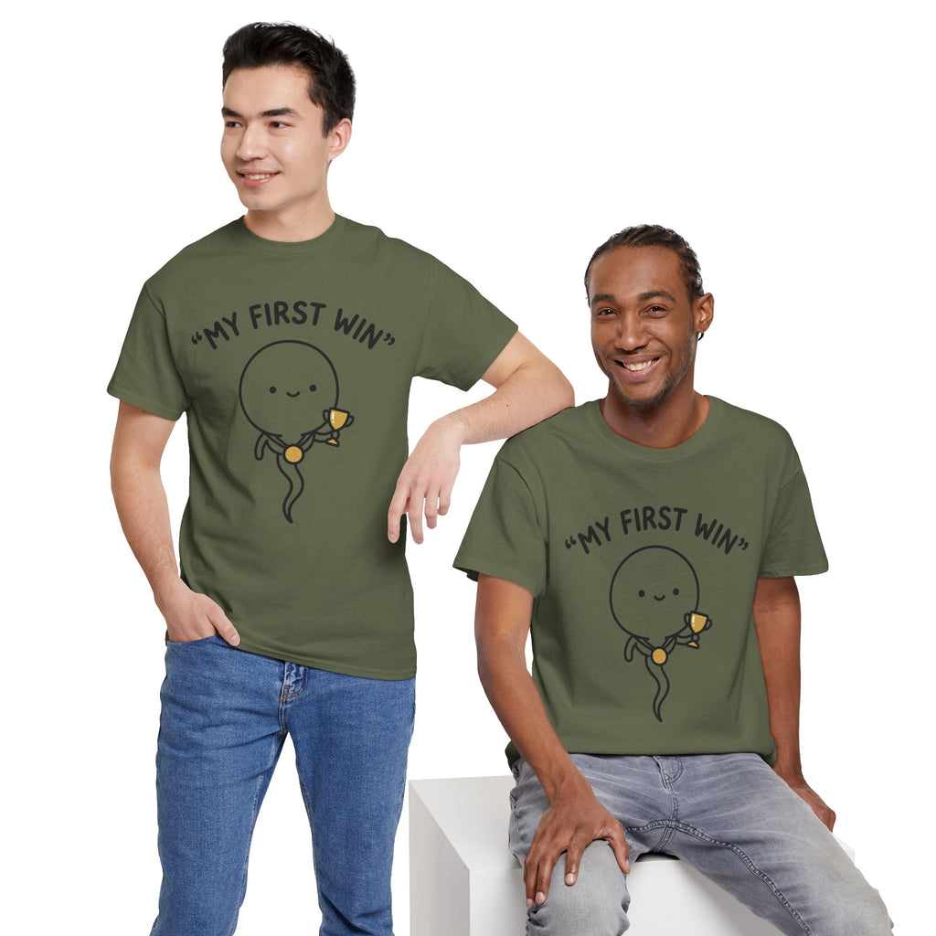 My First Win T-Shirt — Cute Sperm Trophy Graphic Tee