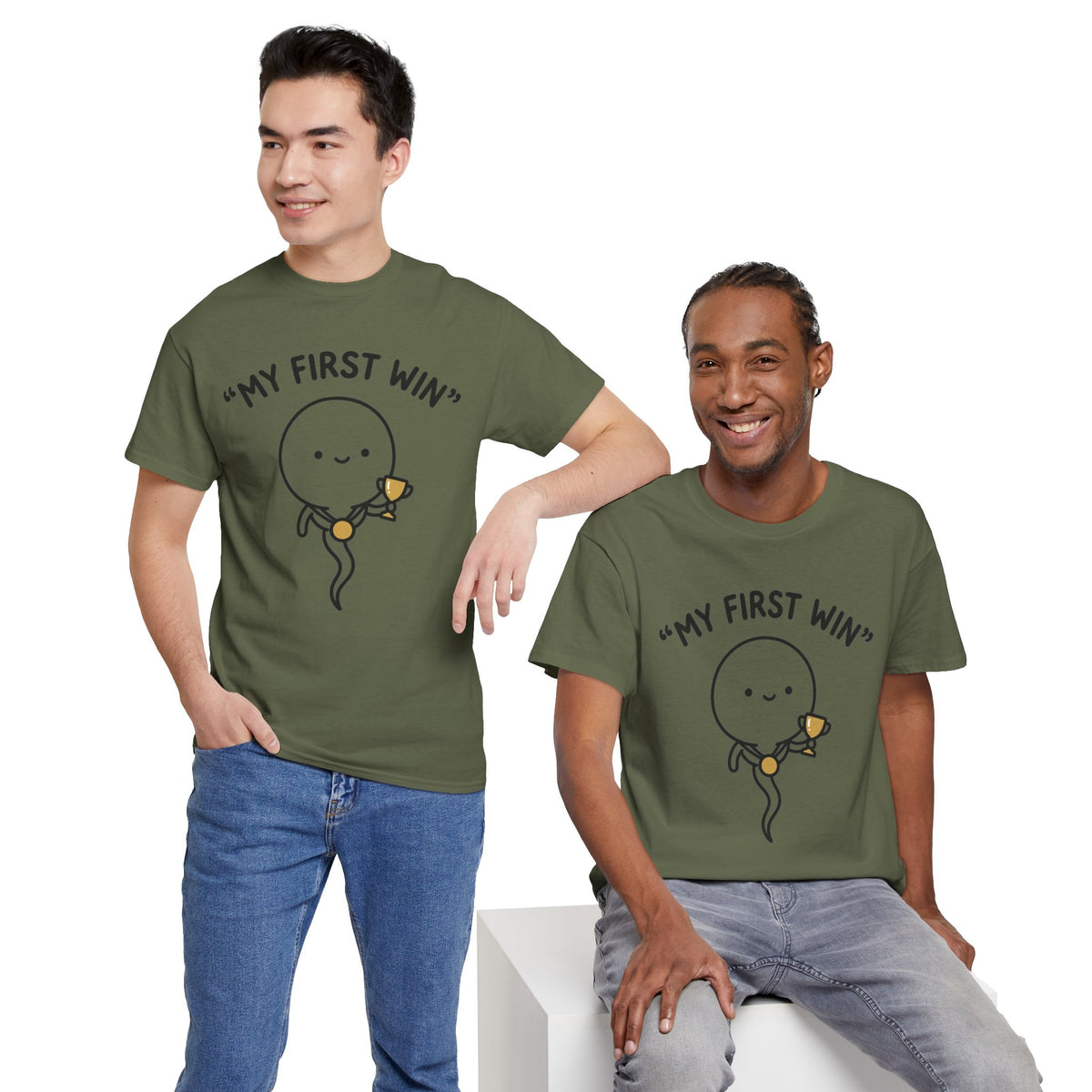 My First Win T-Shirt — Cute Sperm Trophy Graphic Tee