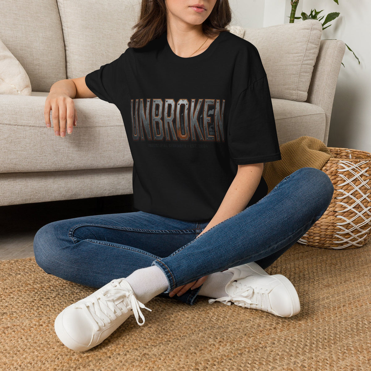 Unbroken Industrial Strength Graphic T‑Shirt — 'UNBROKEN' Bold Chest Design