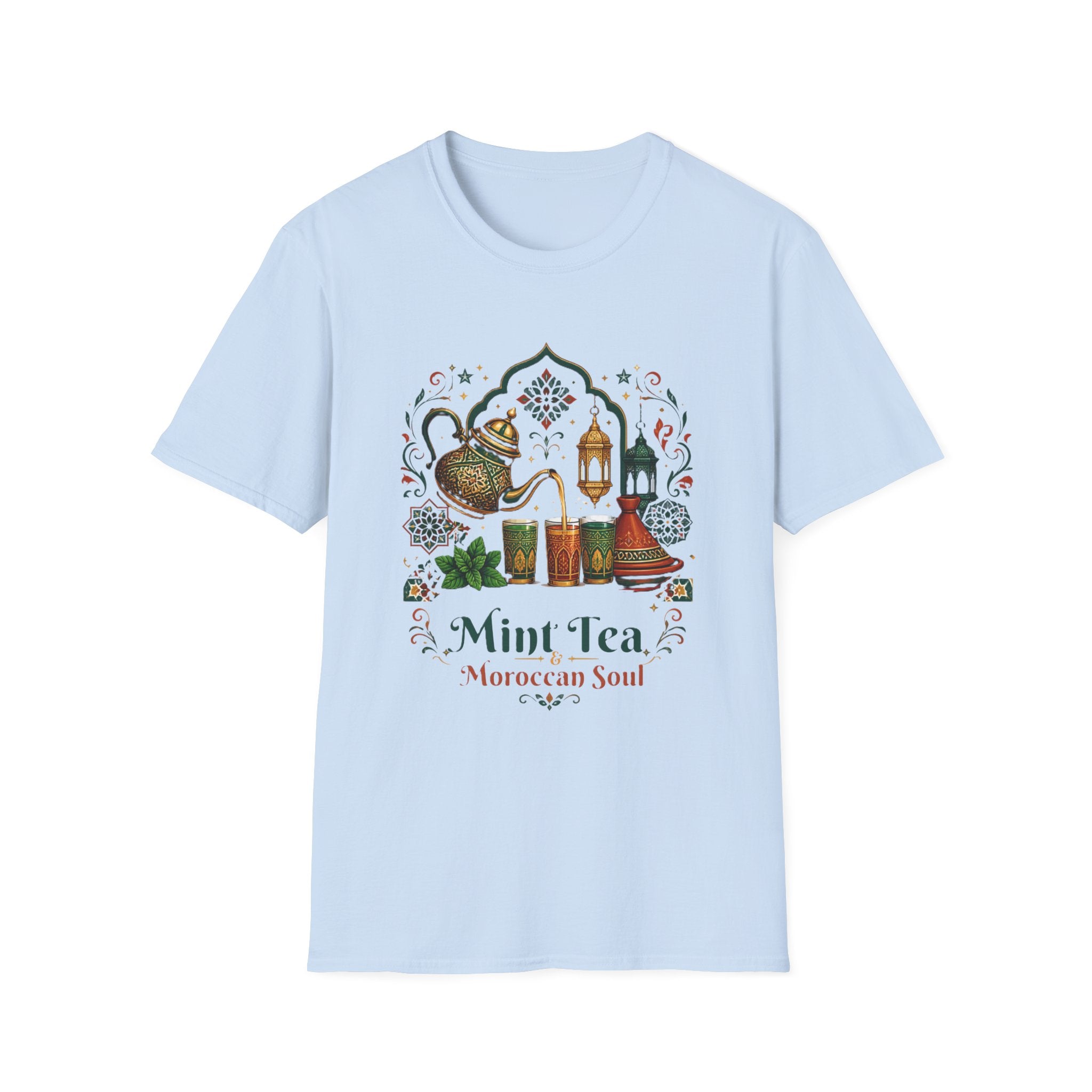 Mint Tea Moroccan Soul T-Shirt — Moroccan Tea Pot & Lantern Graphic