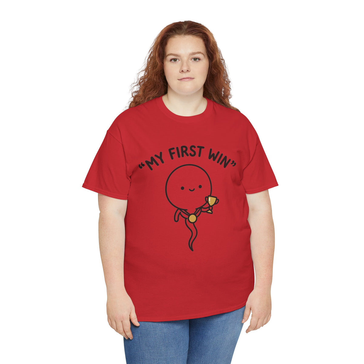 My First Win T-Shirt — Cute Sperm Trophy Graphic Tee