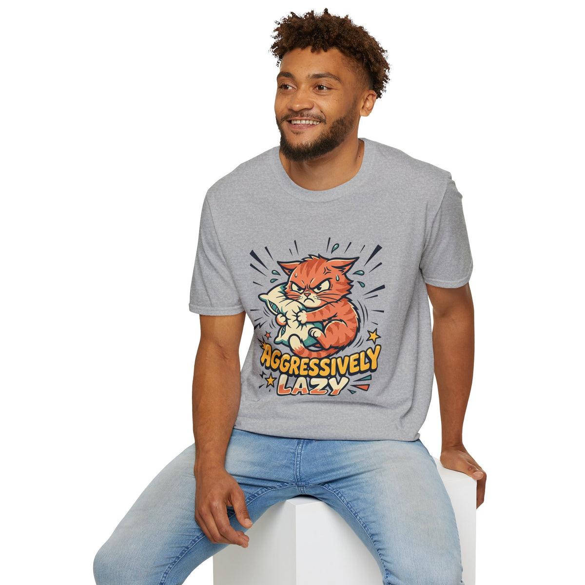 T-Shirt — Aggressively Lazy Cat Graphic Tee