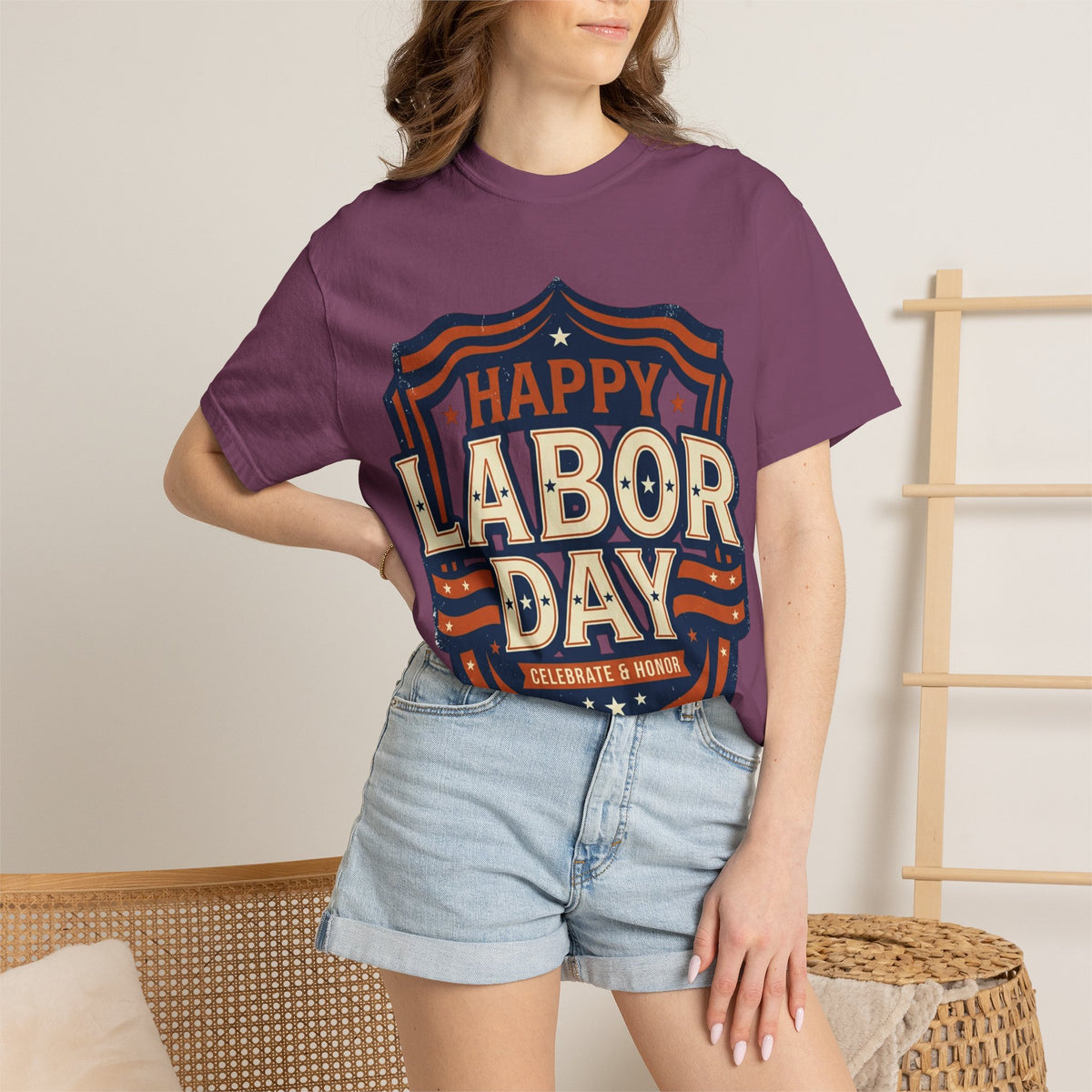 Happy Labor Day 'Celebrate & Honor' Shield Graphic T-Shirt