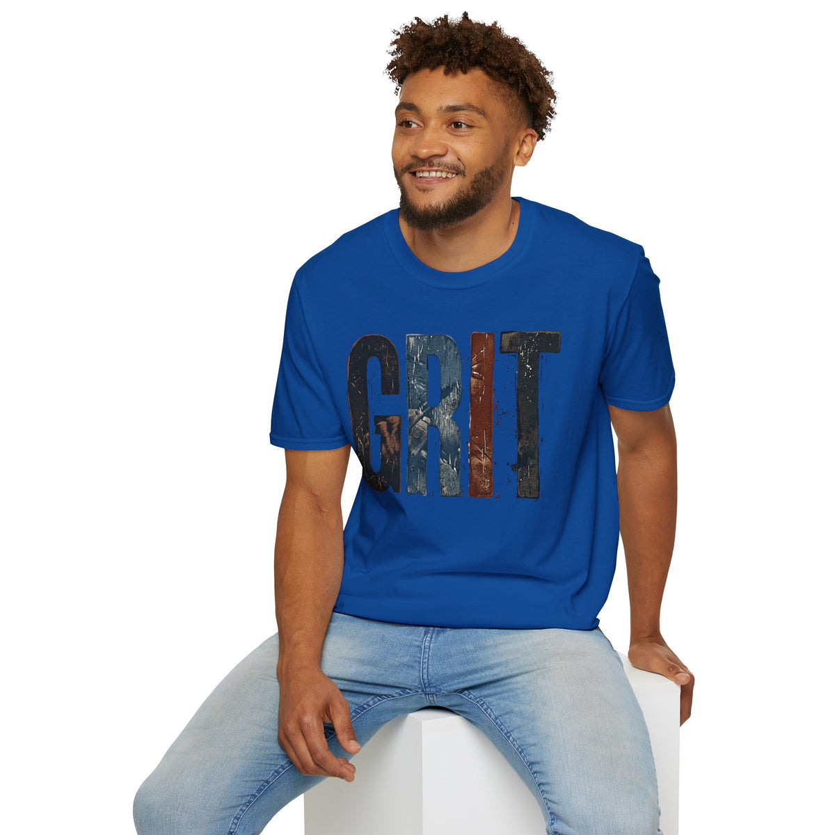 Grit Graphic T-Shirt — Rustic Patriotic Stripes Motivational Tee