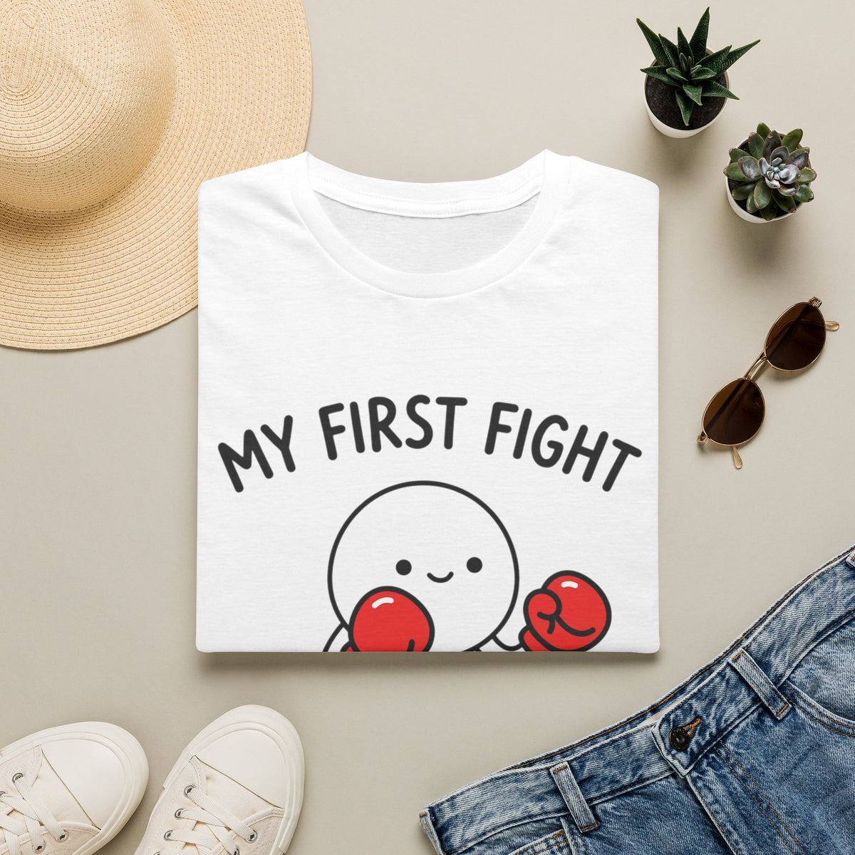 My First Fight T‑Shirt — Cute Boxing Sperm Fertility Humor Gift