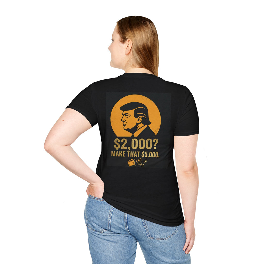 Retro Political Portrait Tee — "2,000? Make That 5,000" Graphic T-Shirt