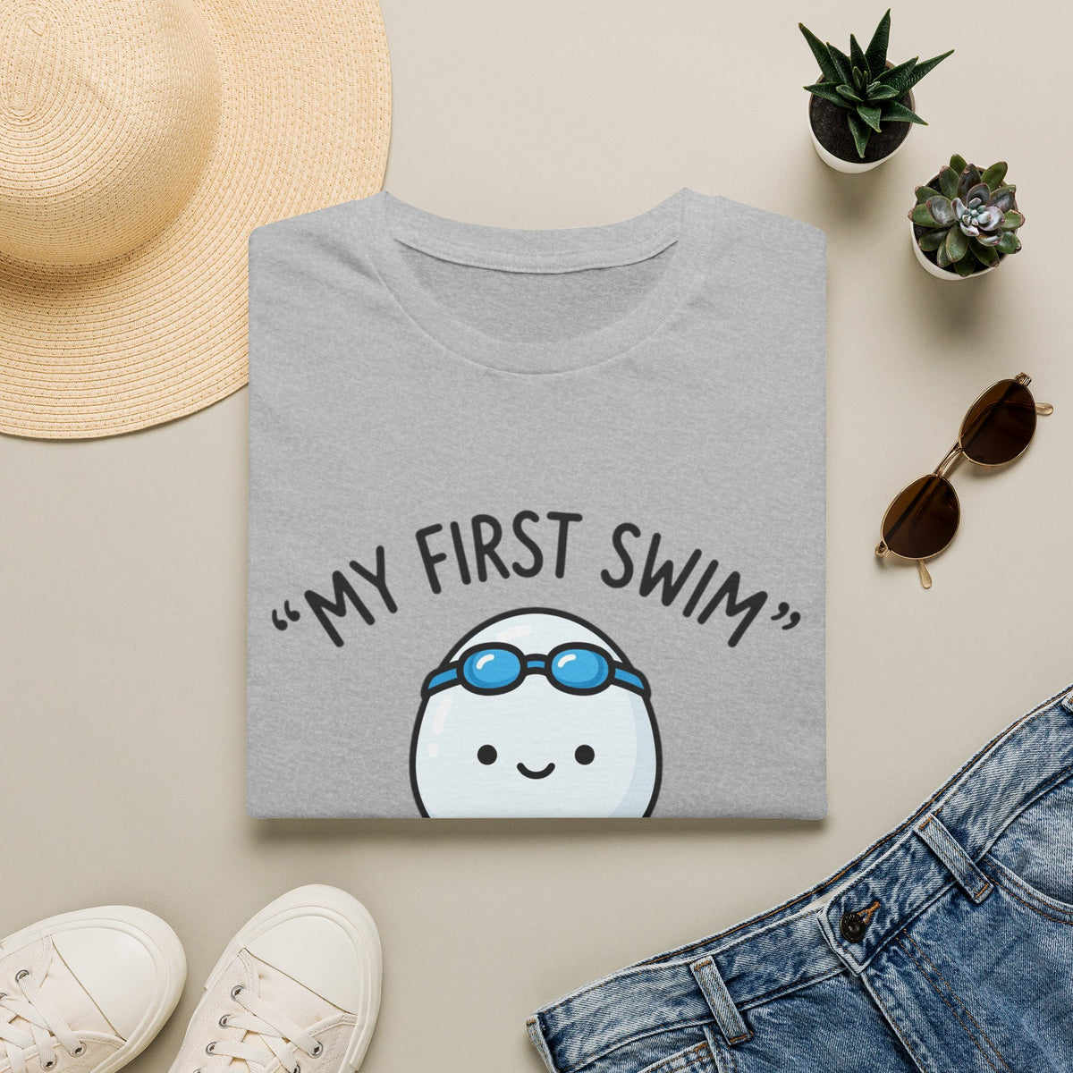 My First Swim Baby Sperm Cartoon T-Shirt — Cute Fertility Announcement Tee