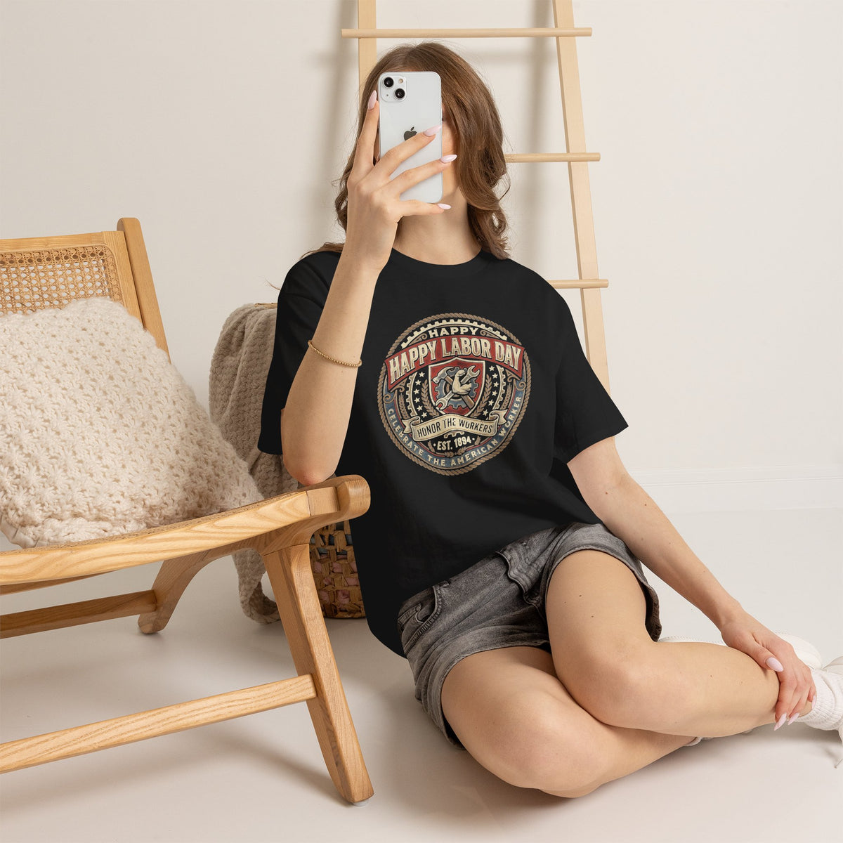 Happy Labor Day Tee – Vintage American Workers Emblem Shirt