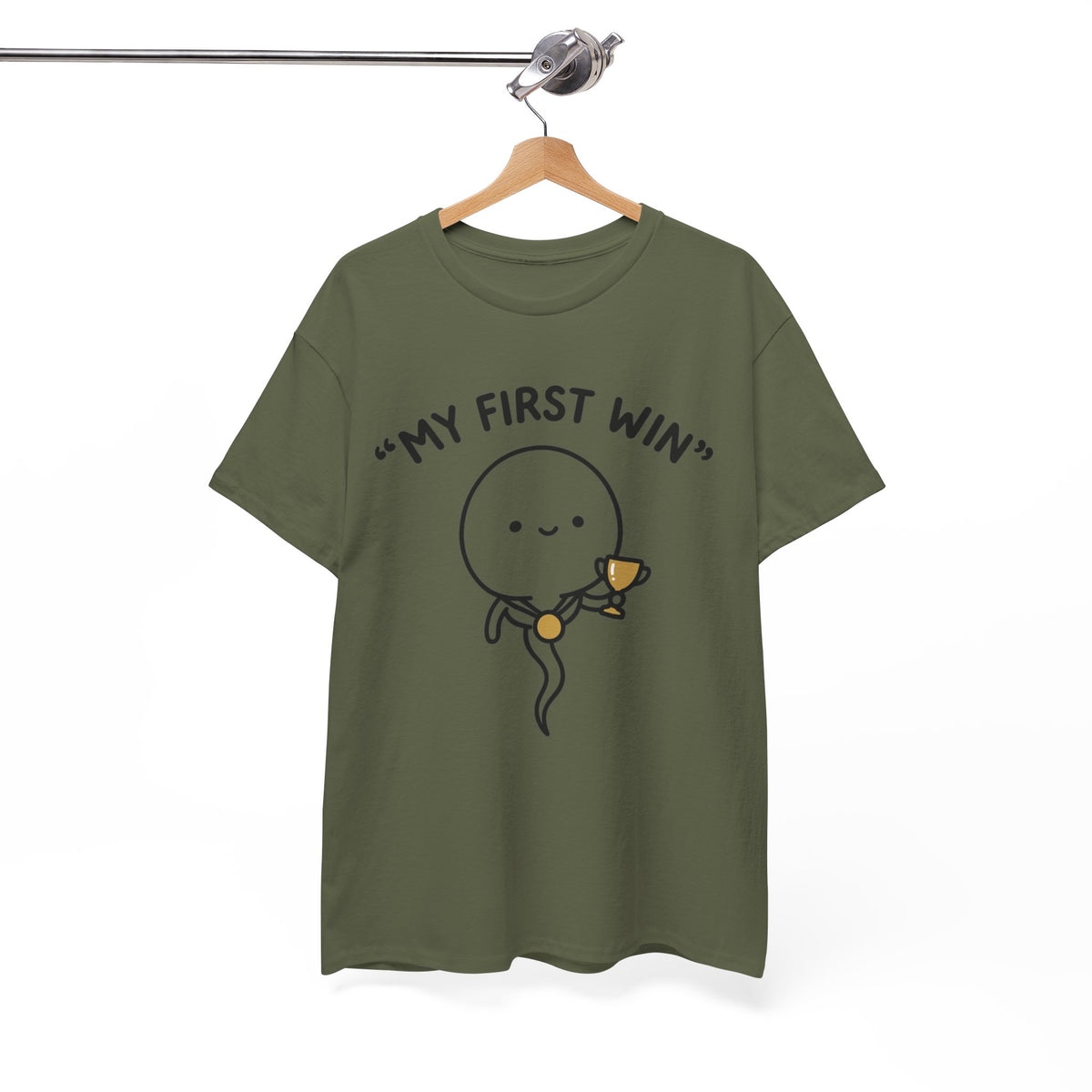 My First Win T-Shirt — Cute Sperm Trophy Graphic Tee