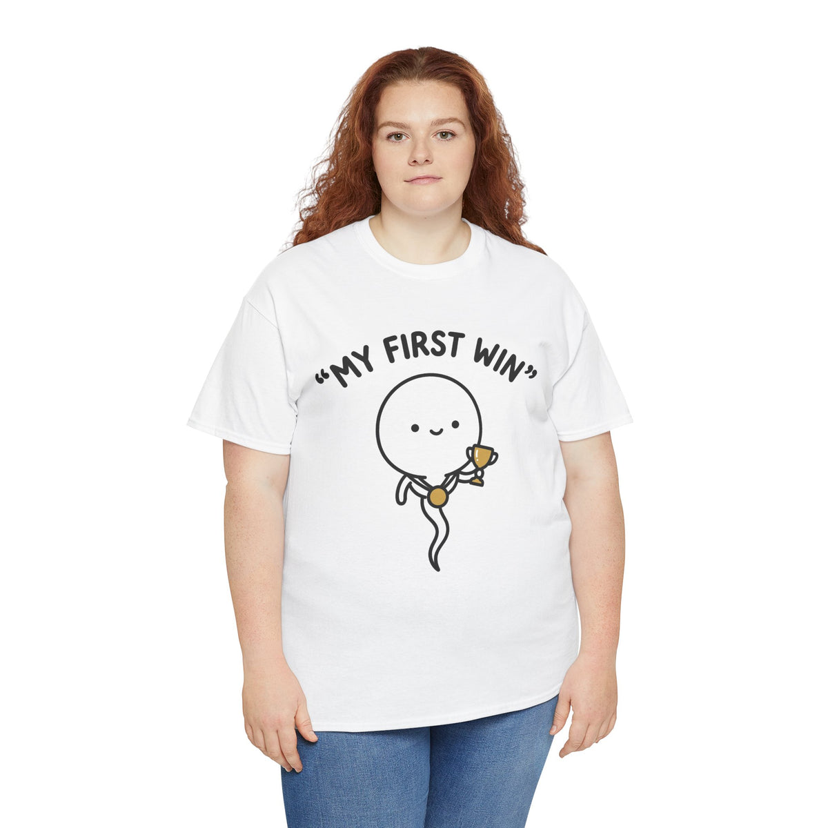 My First Win T-Shirt — Cute Sperm Trophy Graphic Tee