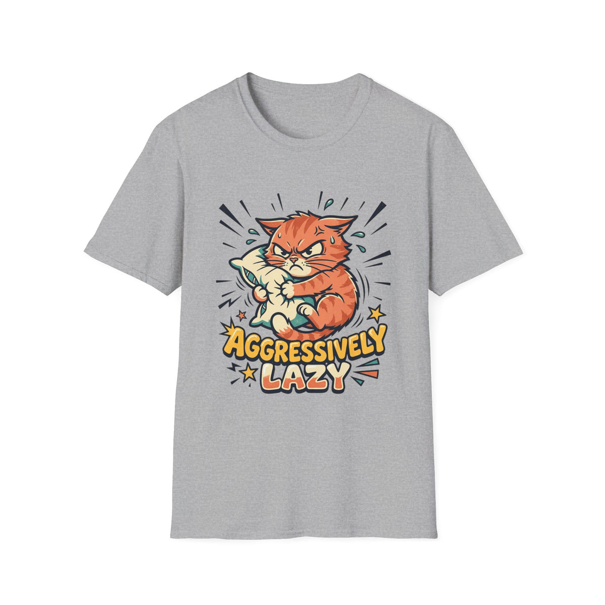 T-Shirt — Aggressively Lazy Cat Graphic Tee