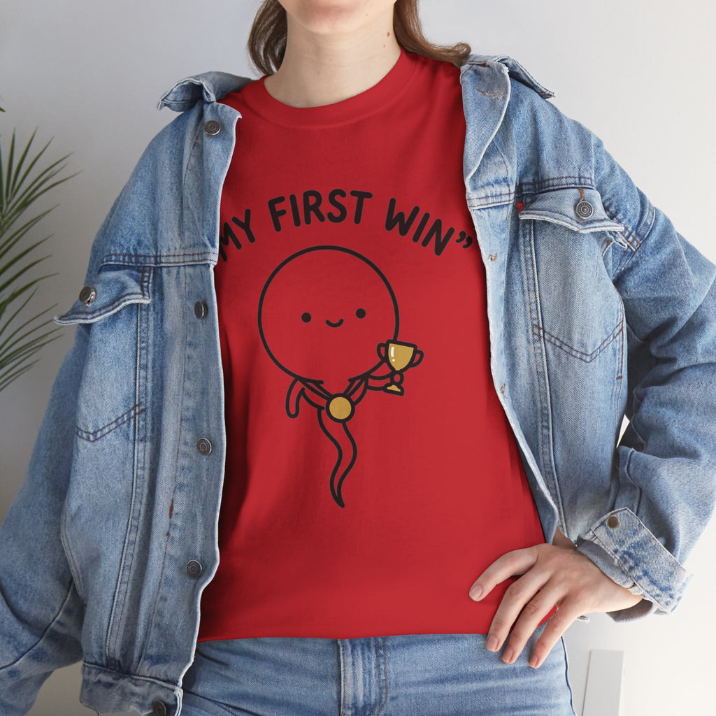 My First Win T-Shirt — Cute Sperm Trophy Graphic Tee