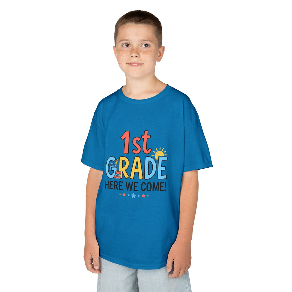 1st Grade Here We Come Kids T-Shirt — Back to School Shirt for Boys & Girls