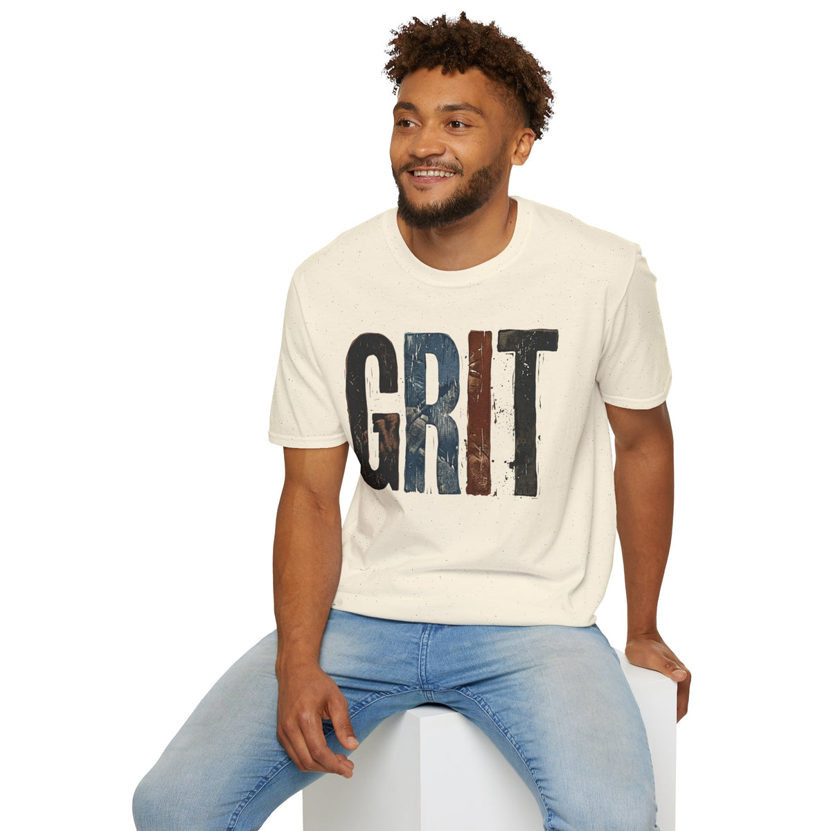 Grit Graphic T-Shirt — Rustic Patriotic Stripes Motivational Tee