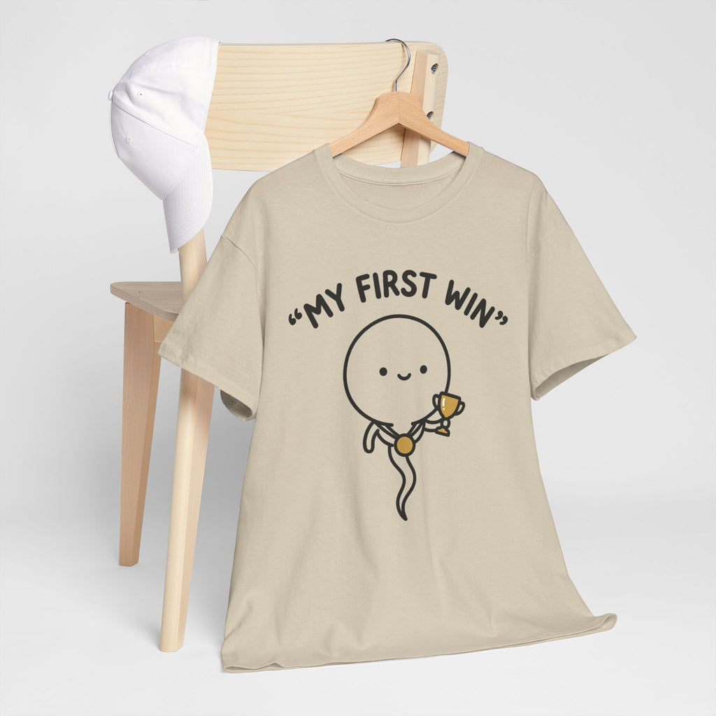 My First Win T-Shirt — Cute Sperm Trophy Graphic Tee