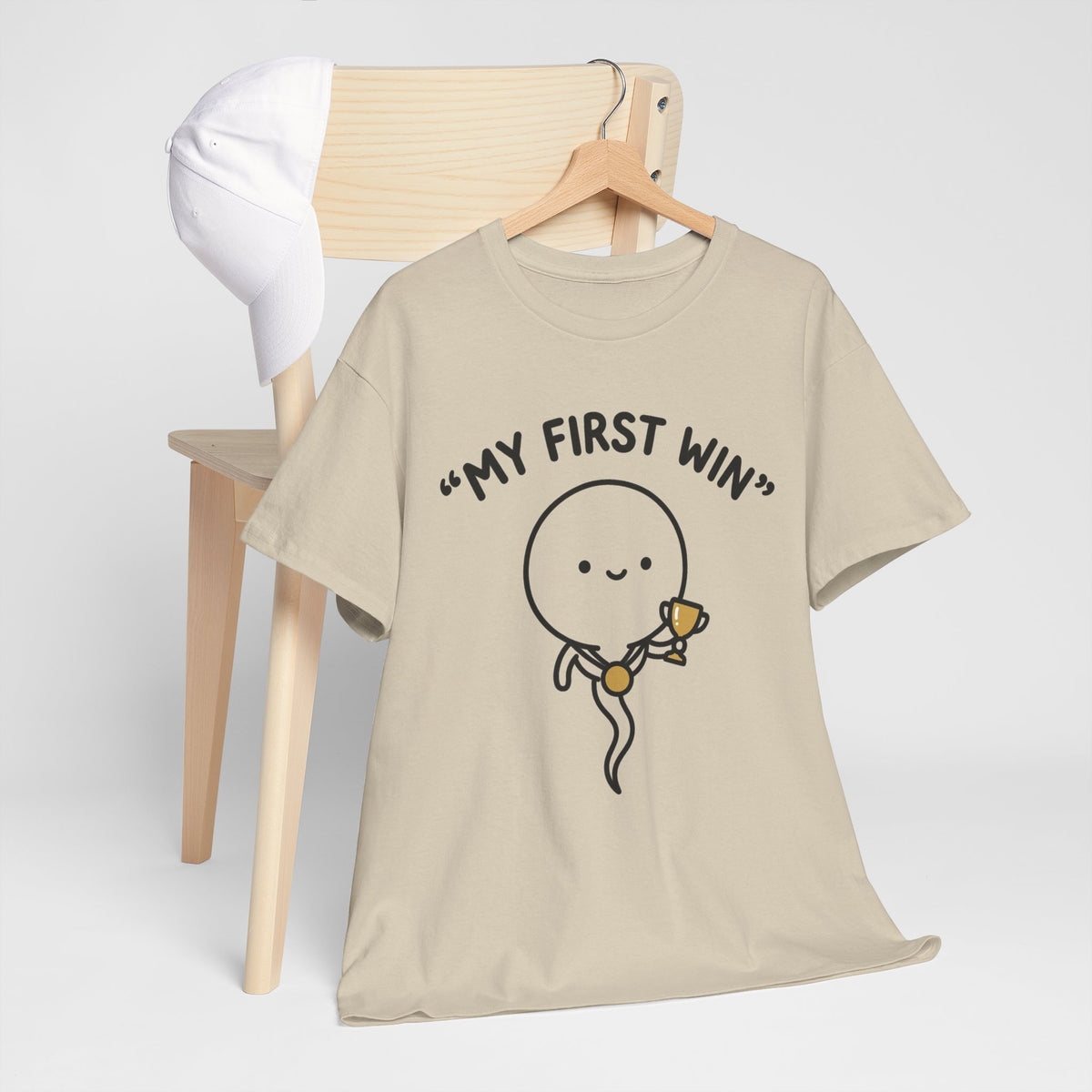 My First Win T-Shirt — Cute Sperm Trophy Graphic Tee