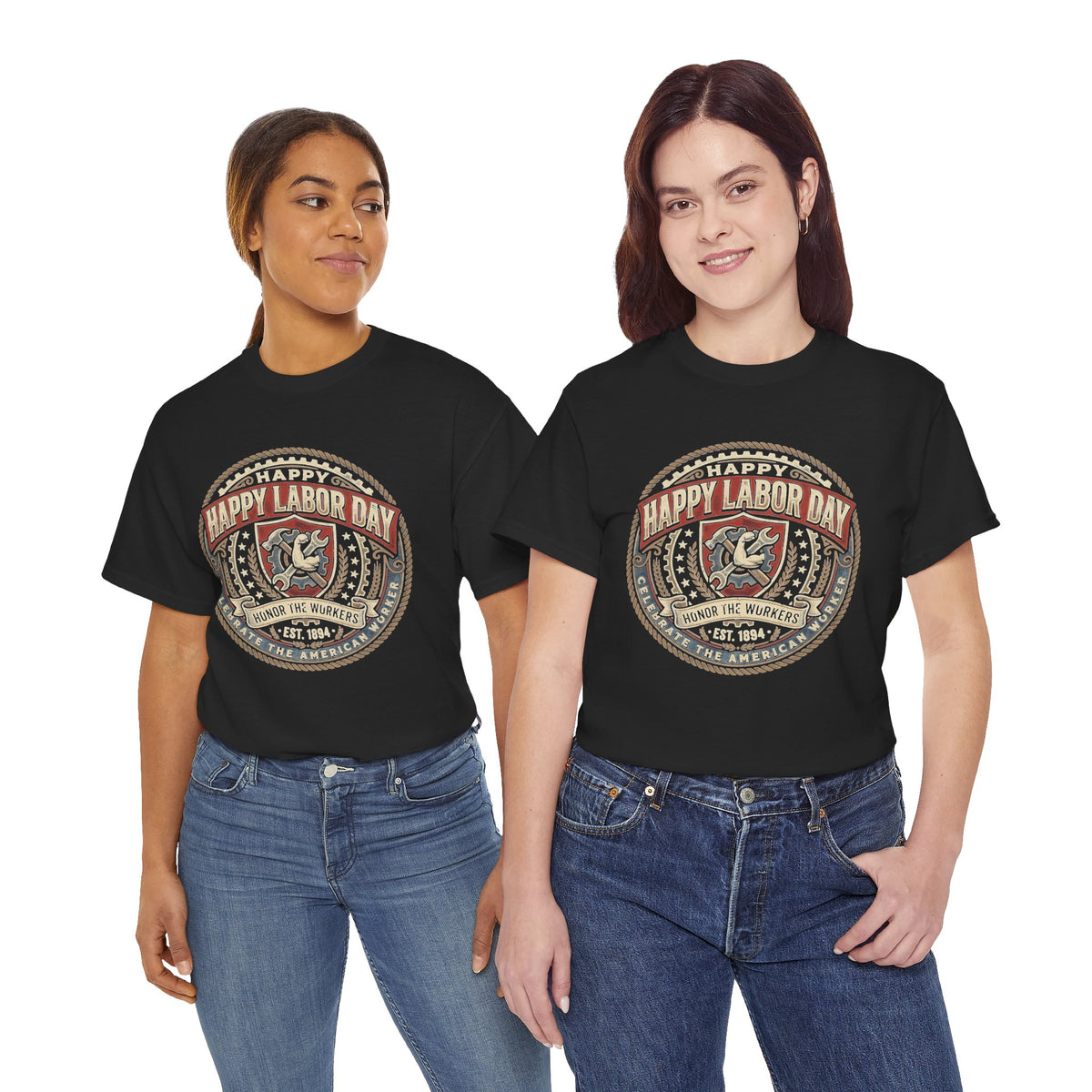 Happy Labor Day Tee – Vintage American Workers Emblem Shirt